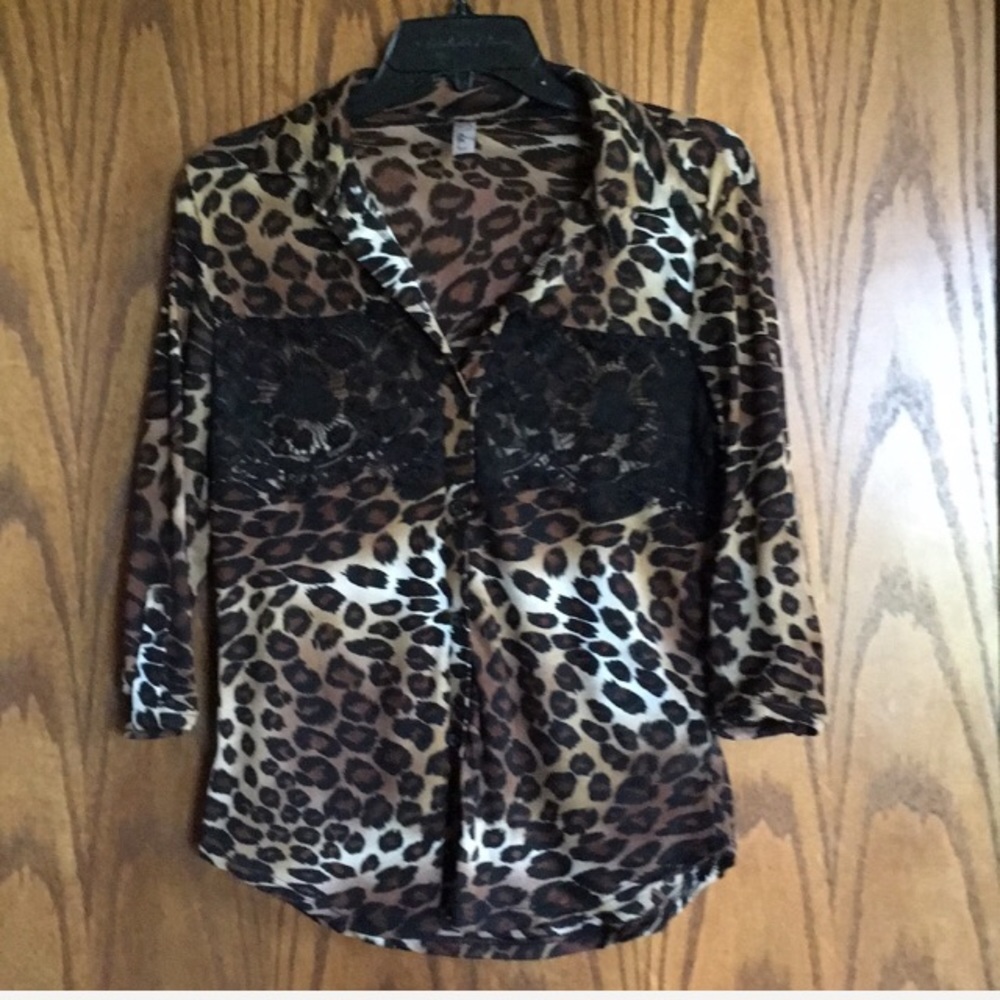Bella D. Lace & Animal print blouse